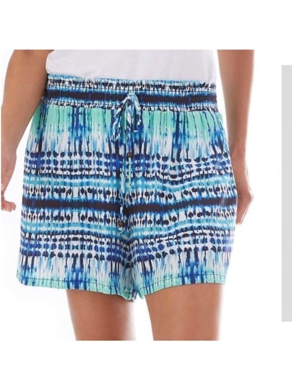Apt 9 pull on rayon shorts Woman’s size XXL blue green black white - Picture 2 of 11